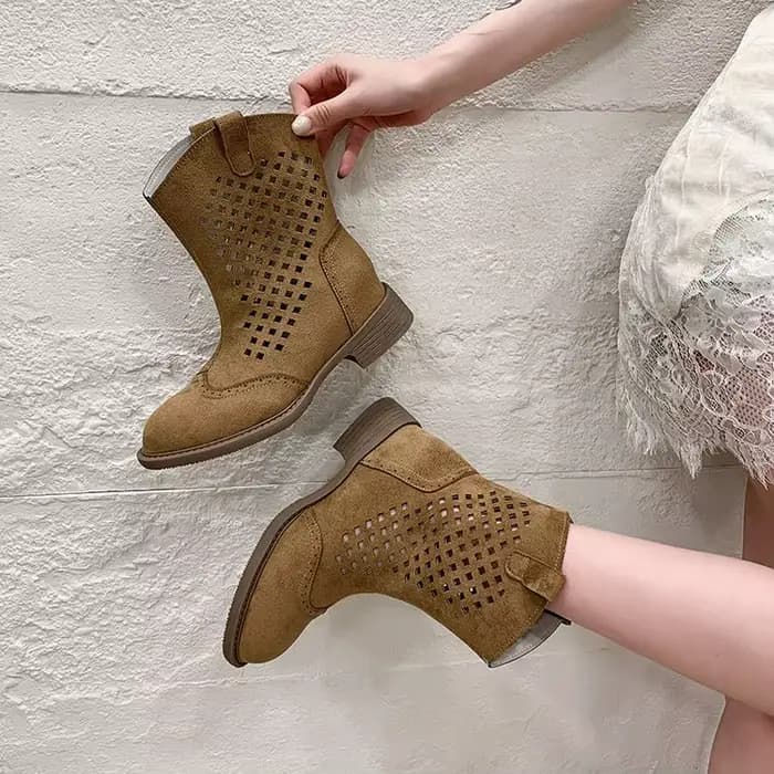Sandales creuses tendance 2026, nouvelle collection printemps, à bout rond, respirantes, à plateforme, polyvalentes, style bottes western cool
