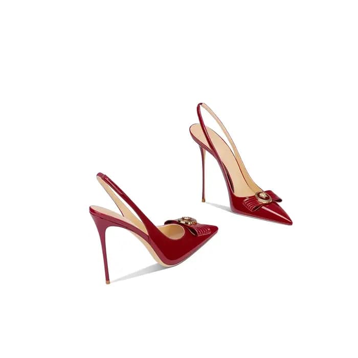 Chaussures d'été à talons hauts bordeaux pour femmes