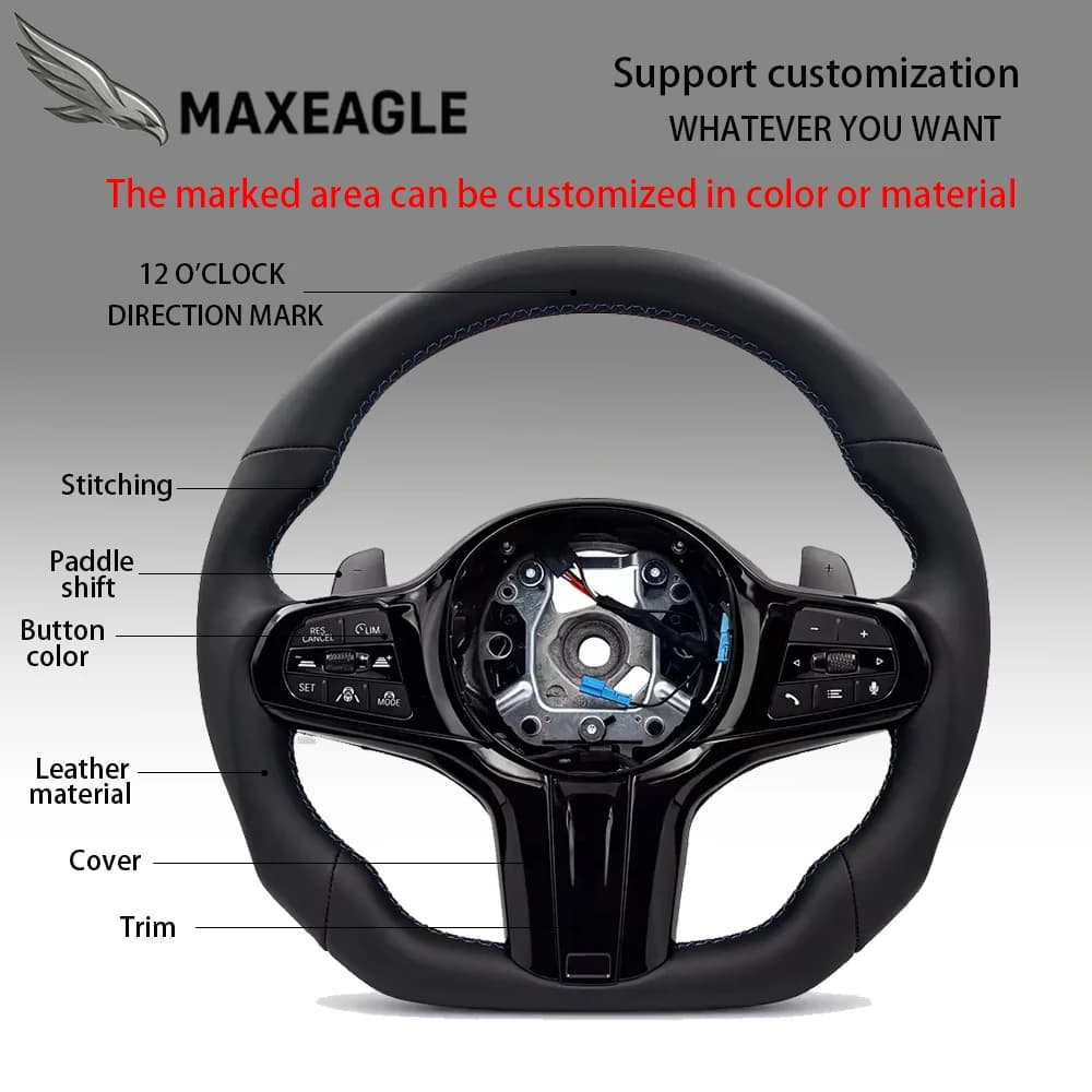 Volant MAXEAGLE pour BMW G01 G02 G05 G06 G07 G08 G18 G20 G21 G22 G24 G26 G30 G38 M2 M3 M4 M5 G80 G81