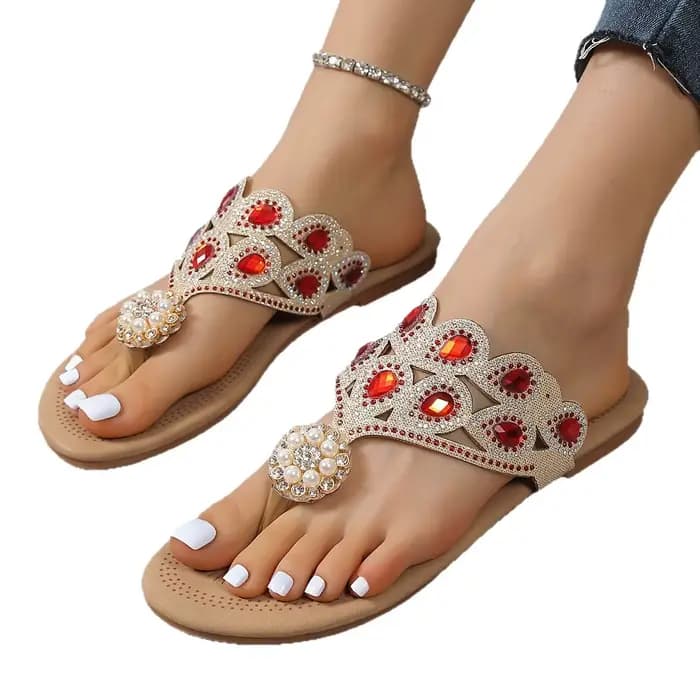 Sandales plates pour femmes, tendance, avec strass, sandales de plage décontractées, à bout ouvert, nouvelles chaussures plates d'été ajourées à lacets