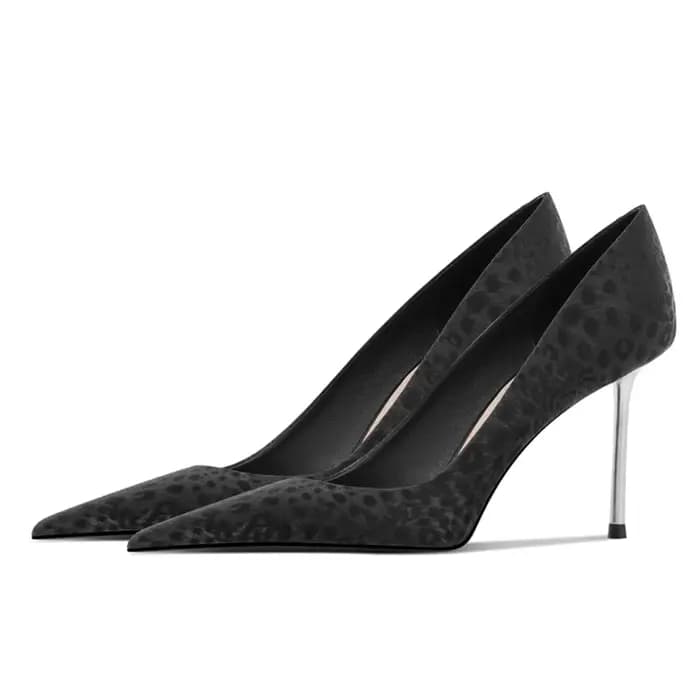 Chaussures noires Sexy à bout pointu et à talons hauts pour femmes