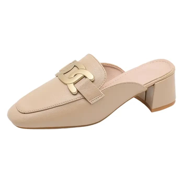 Mules confortables à talon épais grande taille pour femme, à bout ouvert, à enfiler, talons hauts, mode printemps-été, chaussures plates de ville