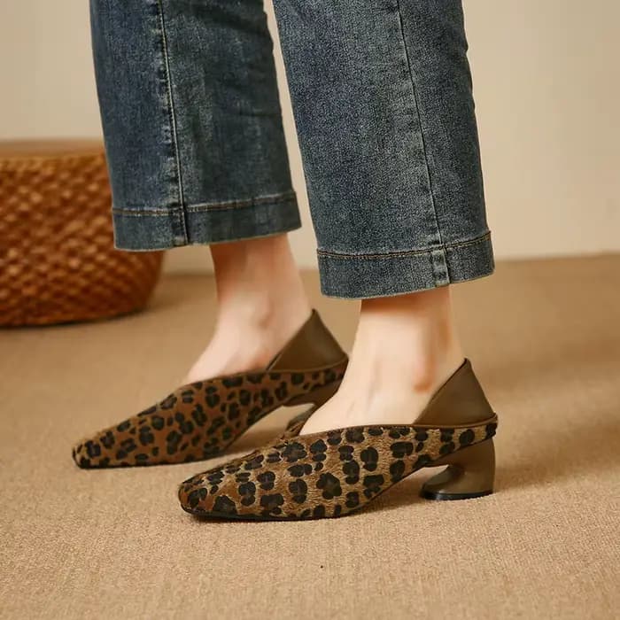 Escarpins à bout pointu léopard pour femmes, chaussures décontractées, designer peu profond, luxe, nouvelle mode, 2024