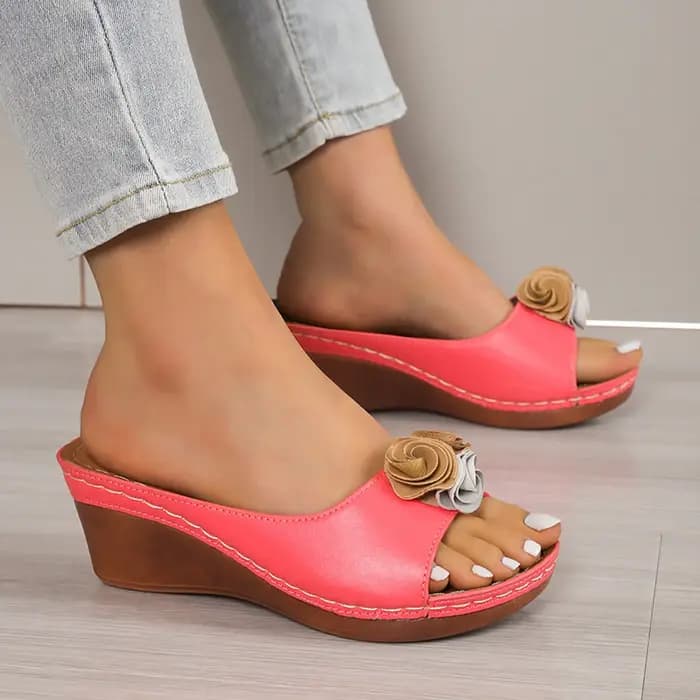 Femmes fleur sandales 2025 talons compensés chaussures d'été