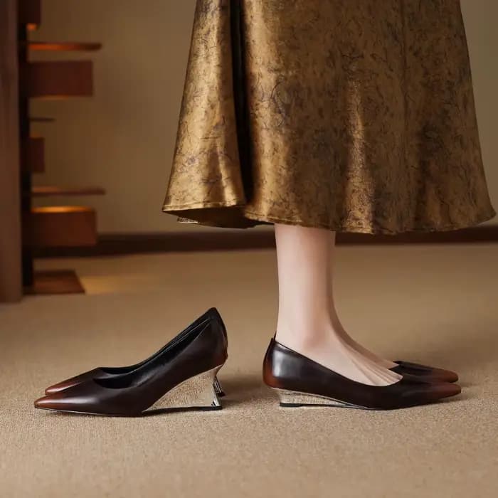 QUTAA News – escarpins en cuir véritable pour femmes, chaussures à talons hauts, bout pointu, Sexy,