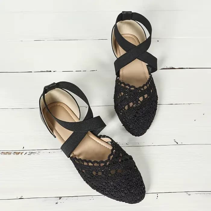 Sandales pour femmes à lacets croisés, bout ouvert, bout pointu, talon plat, ultra confortables, res
