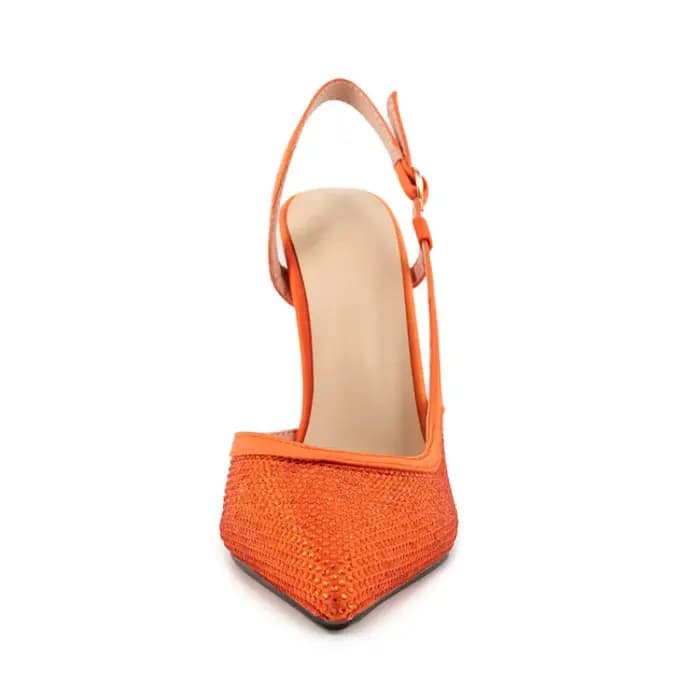 Sandales à talons hauts en cuir verni pour femmes, chaussures simples, motif léopard, diamant d'eau, orange, défilé de mode, été, nouveau, sexy, 35-46