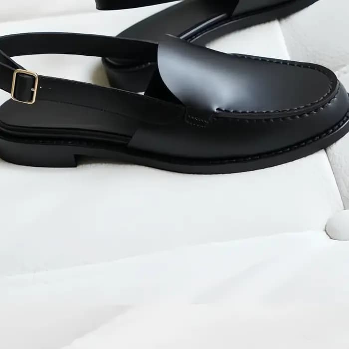 Chaussures à boucle pour dames, bout rond, talons mi-épais, lignes de couture, sandales avec sangle
