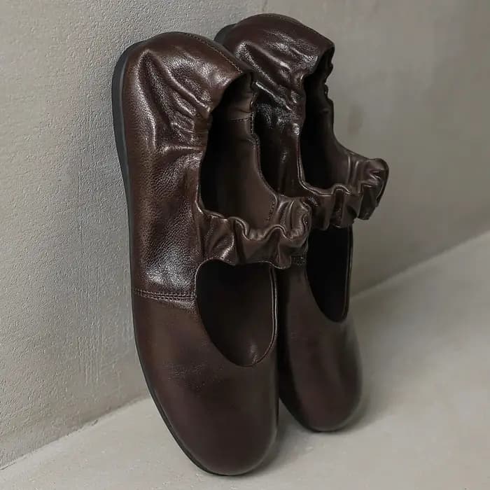 Ballerines à enfiler à bande étroite élastique en peau de mouton pour femmes, bout rond, ballerines