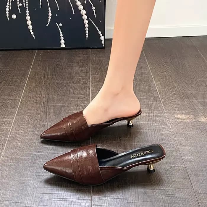 Mules à talons hauts et bout pointu pour femme, sandales d'été, chaussures de luxe 2026, chaussures de marche, sandales à enfiler Mujer Zapatos