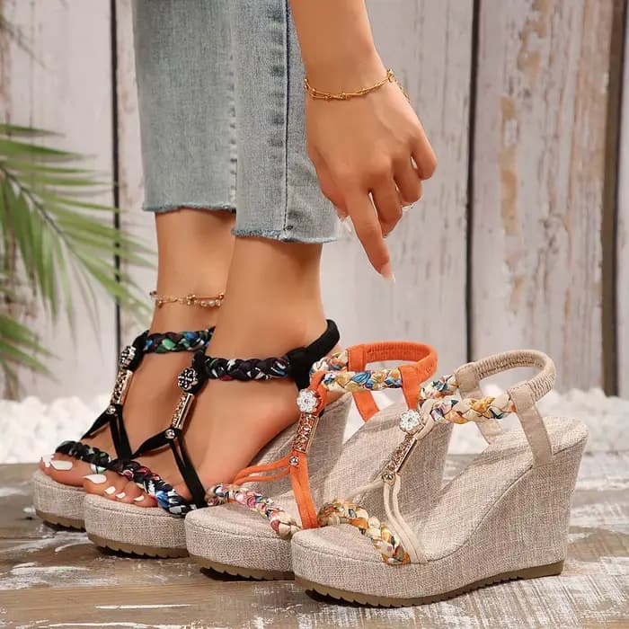 Sandales compensées pour femmes – Chaussures d'été tendance de créateur