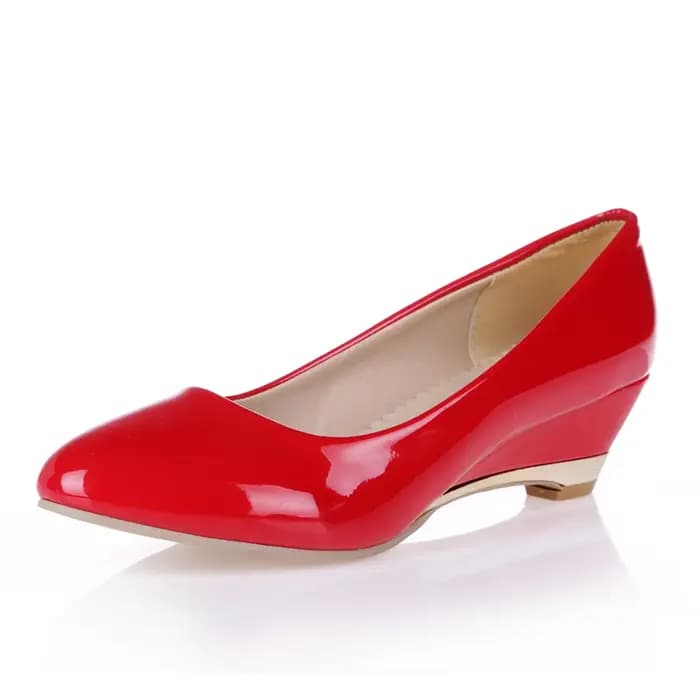 Chaussures compensées décontractées pour femmes, escarpins classiques à talons bas, rouge et blanc, pour fête, mariage, bureau, grande taille 45 48