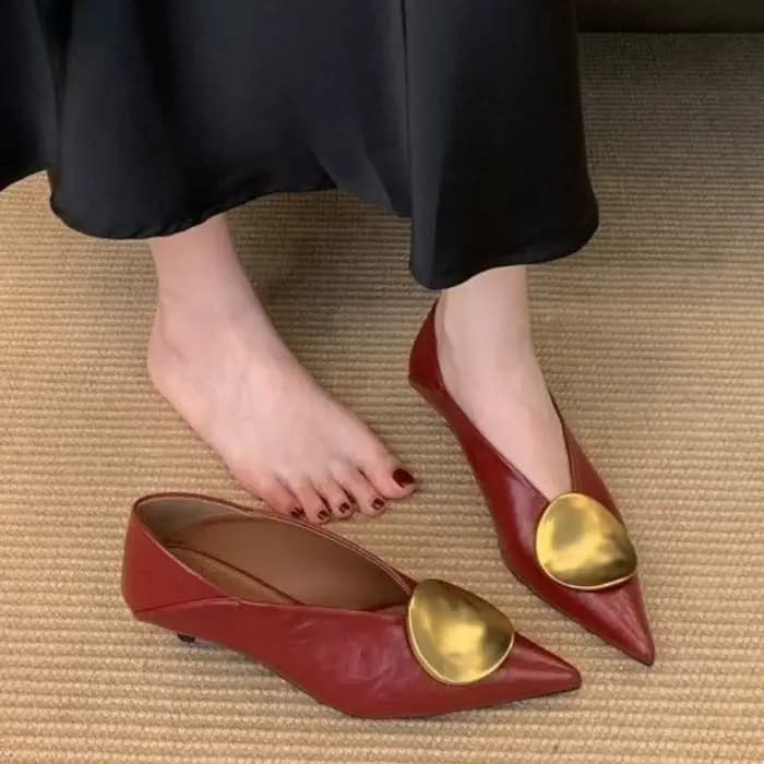 Chaussures simples à talons aiguilles, bout pointu, bouche peu profonde, boucle en métal, semelle souple, antidérapantes, résistantes à l'usure, à talons bas, nouvelle collection automne