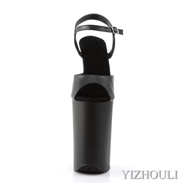 Sandales gladiateur noires classiques, talons aiguilles sexy, 23 cm de haut, 9 pouces, sur la pole y