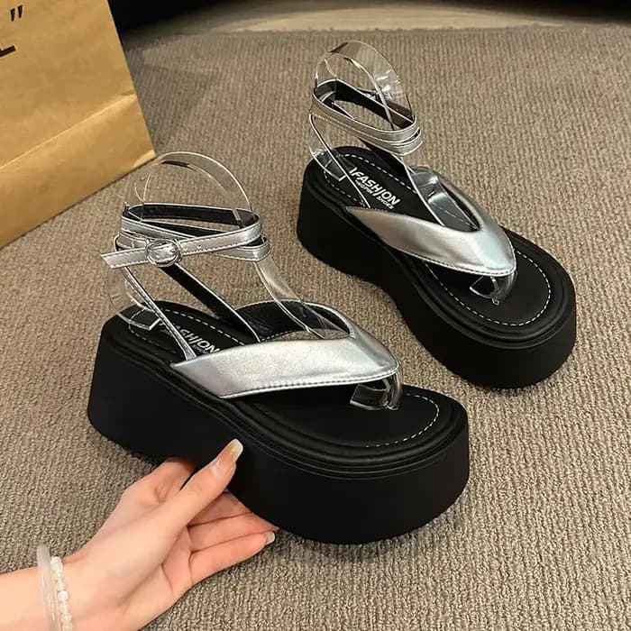 Nouvelles Sandales Compensées à Plateforme pour Femmes 2026 – Élégantes Sandales de Soirée à Bout Ouvert Style Gladiateur pour Dames