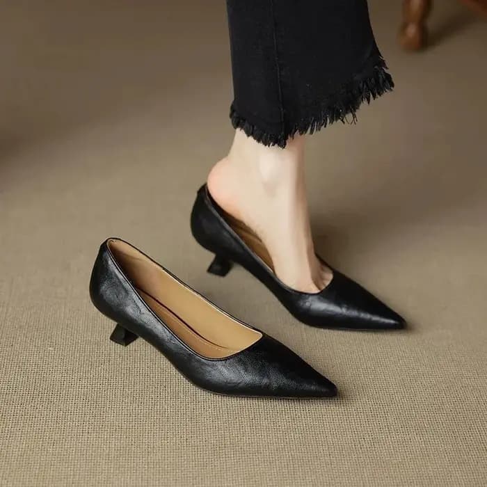 Escarpins à enfiler en cuir de vache pour femmes