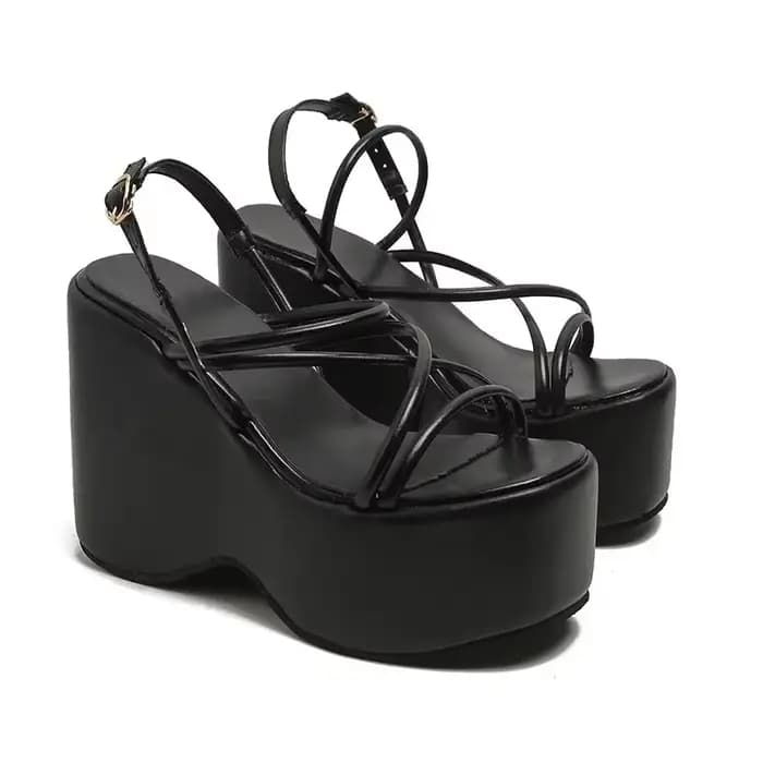 Sandales sexy pour femme, design de marque, style punk, à talons compensés et hauts, confortables po