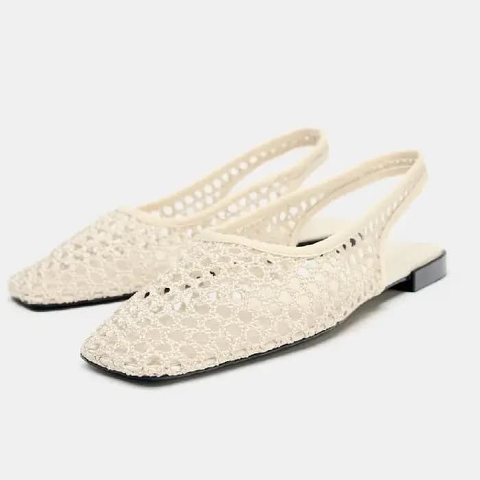 Tissage maille respirant Mules sandales pour femmes été nouveau Slingback chaussures de plage décontracté bout carré mode ballerines dames