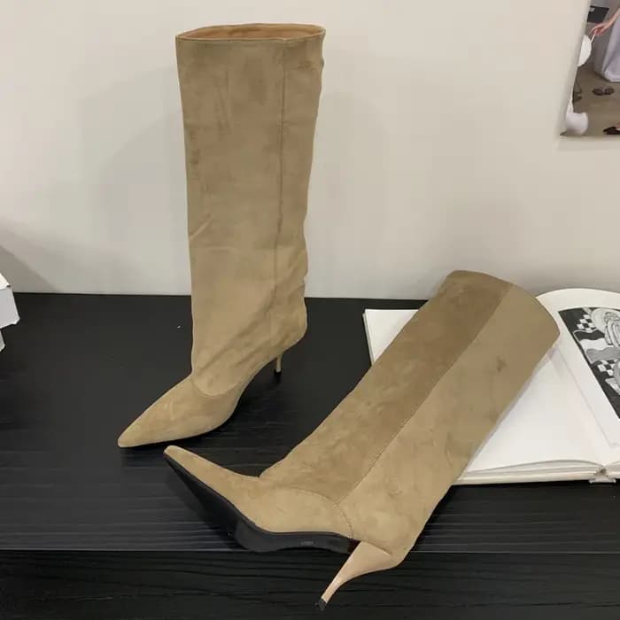 Eilyken mode Vintage talons fins femmes genou bottes hautes