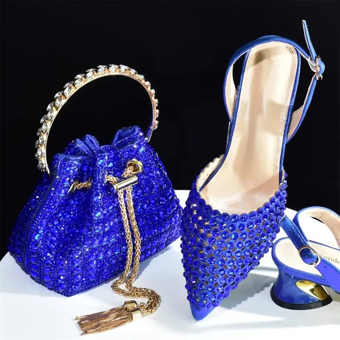 Ensemble de chaussures et sac bleu royal pour femmes