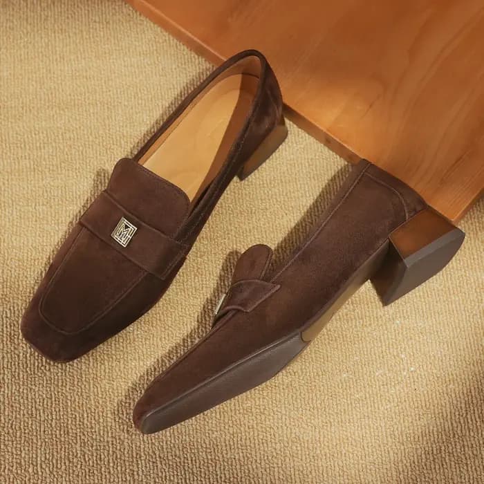 Mocassins en cuir suédé naturel pour femme