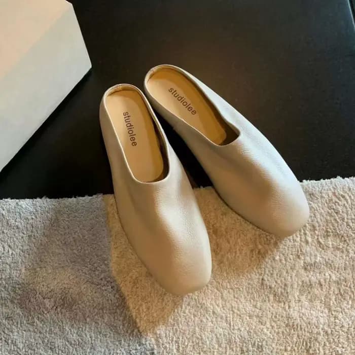 Mules confortables en cuir à enfiler pour femme, semelle souple, demi-chaussons, nouveau style print