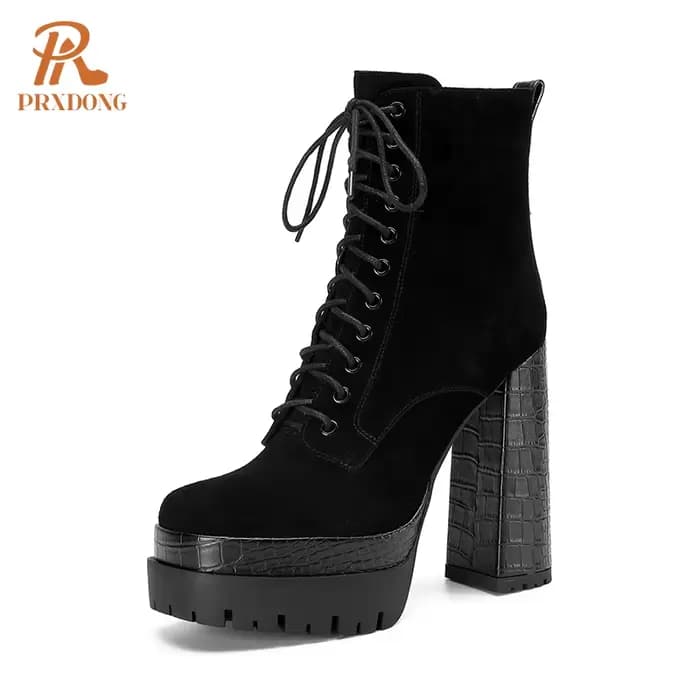 XWhatsApp G-Bottines noires à talons hauts pour femmes, chaussures de rinçage, chaussures provoqué p