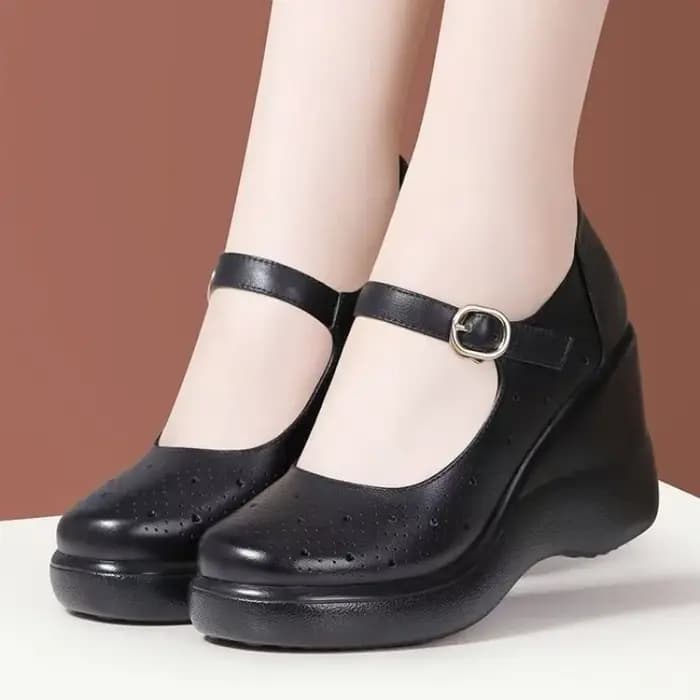 Chaussures compensées Mary Jane pour femmes à bout rond