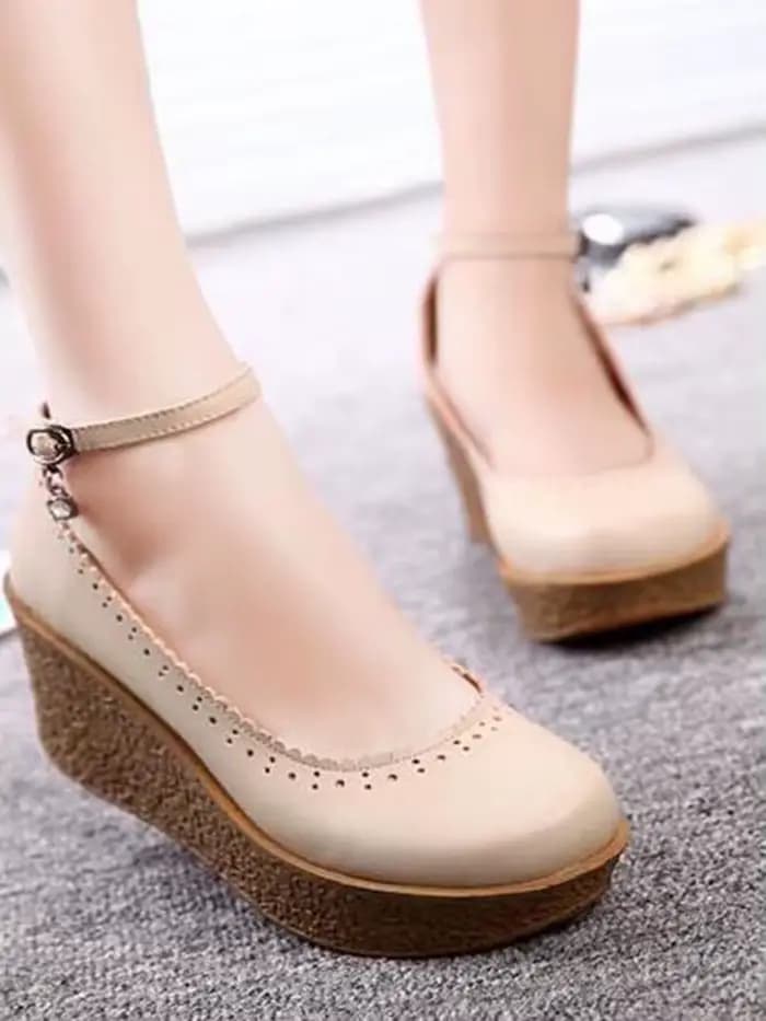 Chaussures à plateforme en cuir véritable pour femmes