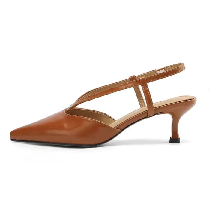 Sandales d'été en cuir véritable pour femmes, tendance, Sexy, bout fermé, lanière en T, talons hauts