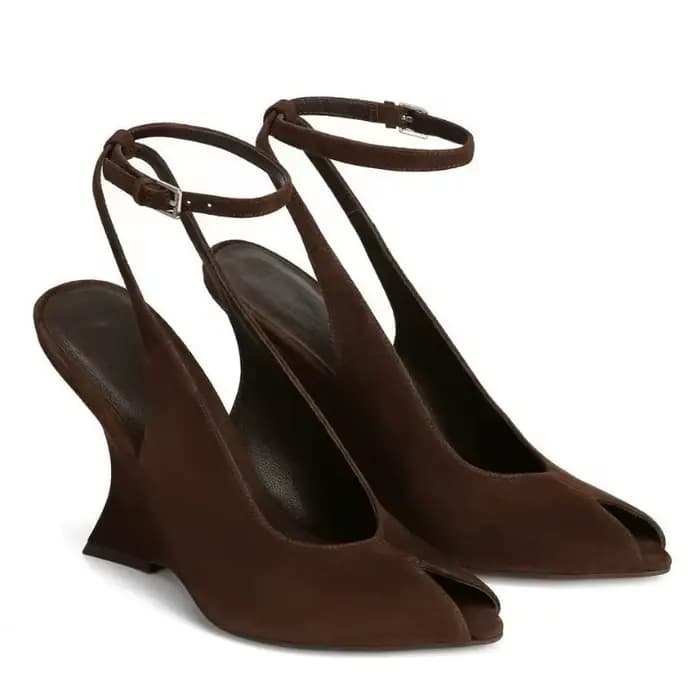 Sandales de soirée sexy à talon compensé et bout ouvert avec boucle droite, style européen et améric