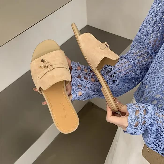 Nouvelles mules plates en velours à fond plat pour femmes
