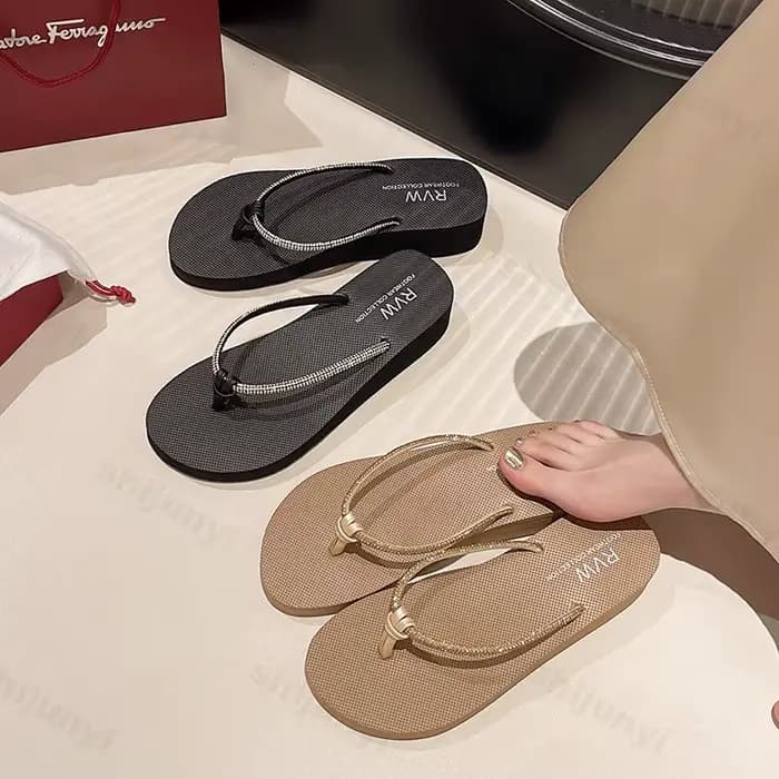 Tongs à talons compensés pour femmes, optique décontractée, sandales astronomiques, pantoufles de plage, chaussures à plateforme pour femmes, été, nouveau, 2025