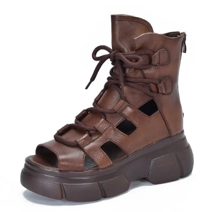 DRKANadvocate-Sandales rétro en cuir véritable pour femme