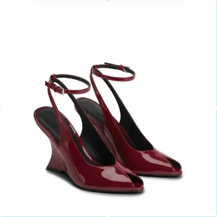 Sandales de soirée sexy à talon compensé et bout ouvert avec boucle droite