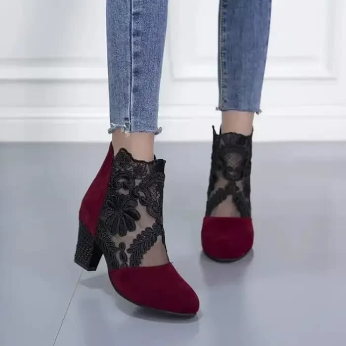 Chaussures à talons en dentelle pour femmes, sandales romaines à la mode, chaussures respirantes pour dames, escarpins élégants pour dames, nouvelle maille Sandalias De Tacón