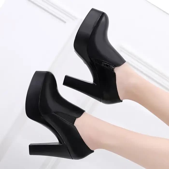 Escarpins à plateforme à bout profond et talon carré en cuir fendu pour femme, collection automne 2026, chaussures à talons hauts pour le bureau et les soirées, tailles 41 42 43