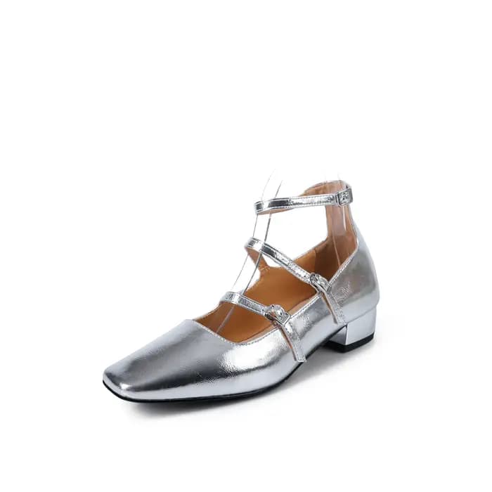 Ods femmes pompes Mary Jane chaussures rouge argent noir élégant trois sangles de boucle printemps automne