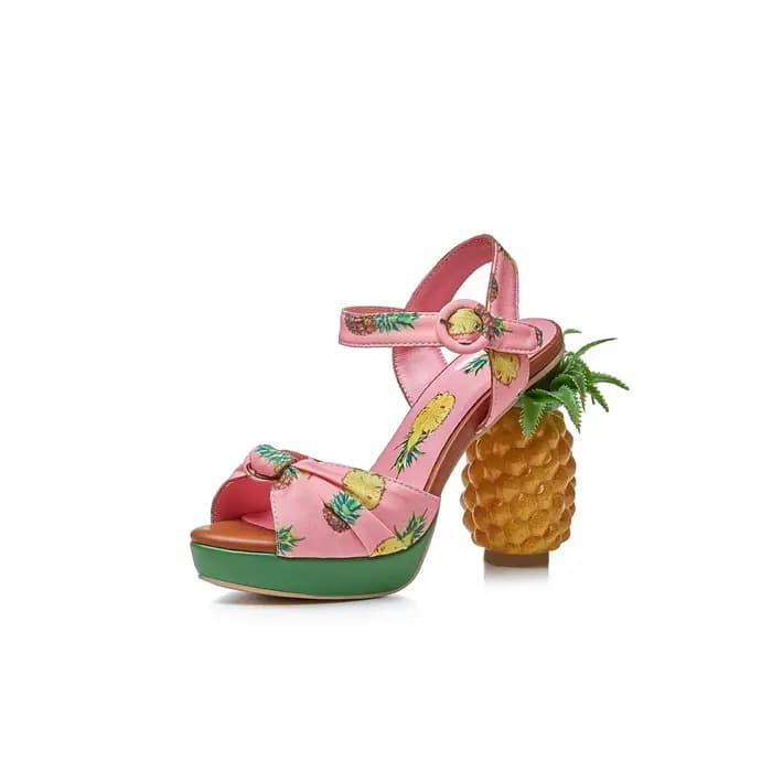 Dilalula 2026 Unique Super sandales à talons hauts femmes Peep orteil ananas imprimé chaussures de fête