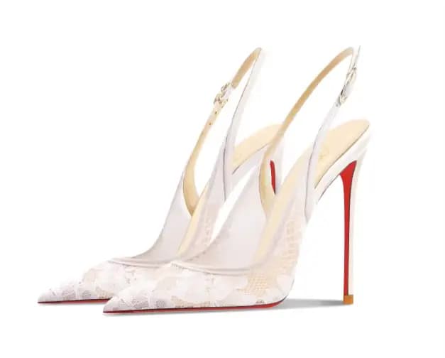 Nouvelles sandales à talons hauts en dentelle blanche à bouts pointus, talons fins et bouche peu profonde, confortables à porter avec un seul pied