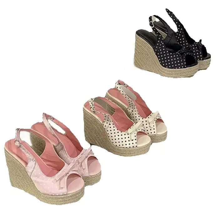 FANIECES Sandales compensées à plateforme pour femme, style créateur, en tressage de paille, à talon