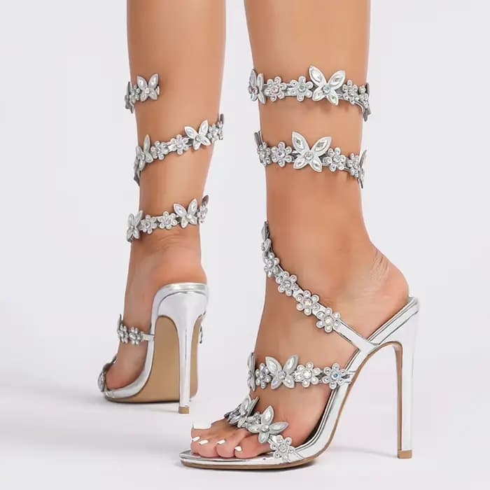 Eilyken été concepteur papillon-noeud cristal sandales Sexy Peep orteil talon mince fête de mariage