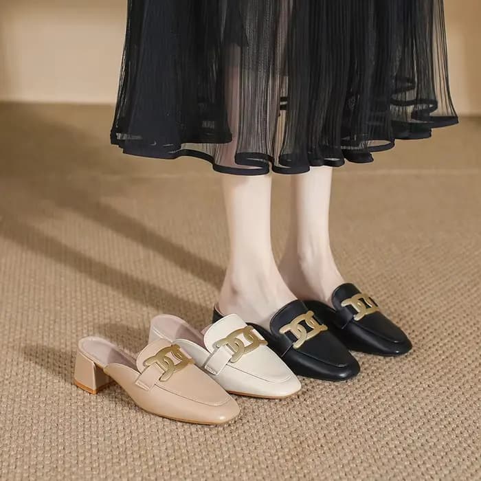 Mules confortables à talon épais grande taille pour femme, à bout ouvert, à enfiler, talons hauts, mode printemps-été, chaussures plates de ville