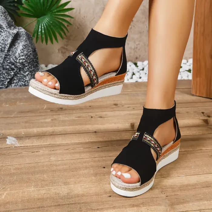 Sandales compensées tendance pour femmes, sandales décontractées à plateforme, nouvelles chaussures légères d'été 2026 pour femmes, chaussures de plage de luxe de créateur