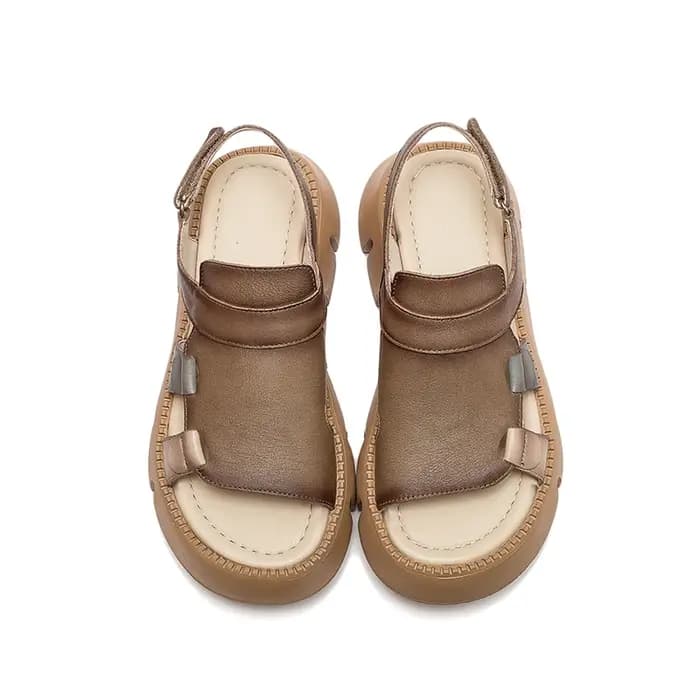 DRKANOL 2026 Sandales en cuir véritable faites à la main pour femme