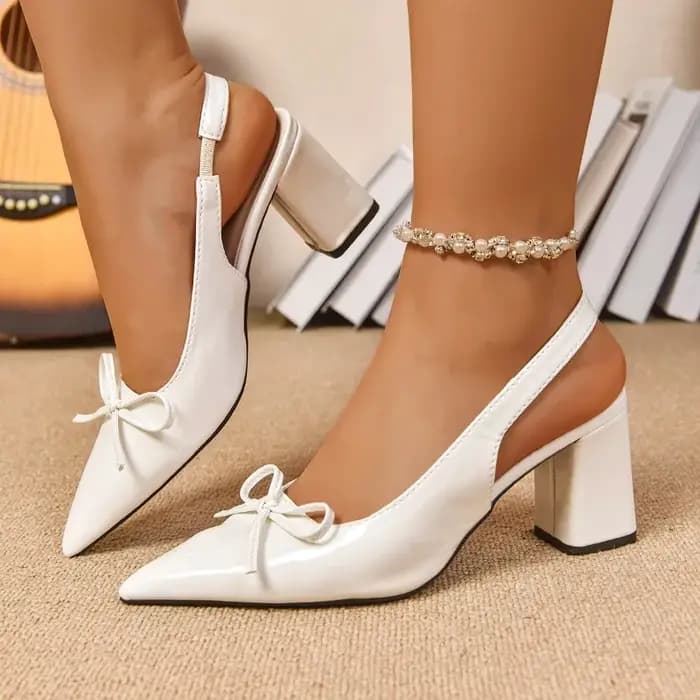 Baotou – sandales à talons bloc, bout pointu, bouche peu profonde, nœud, une sangle antidérapante, talons hauts résistants à l'usure, nouvelle collection automne