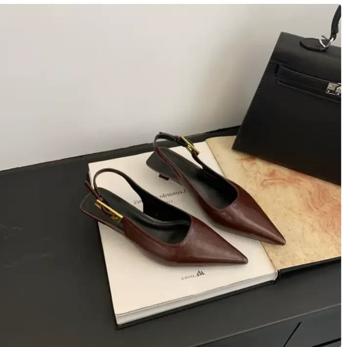 2025 été nouvelles femmes sandale mode bout pointu peu profond sans lacet dames élégantes Slingback chaussures mince Med talon robe Mules pompes