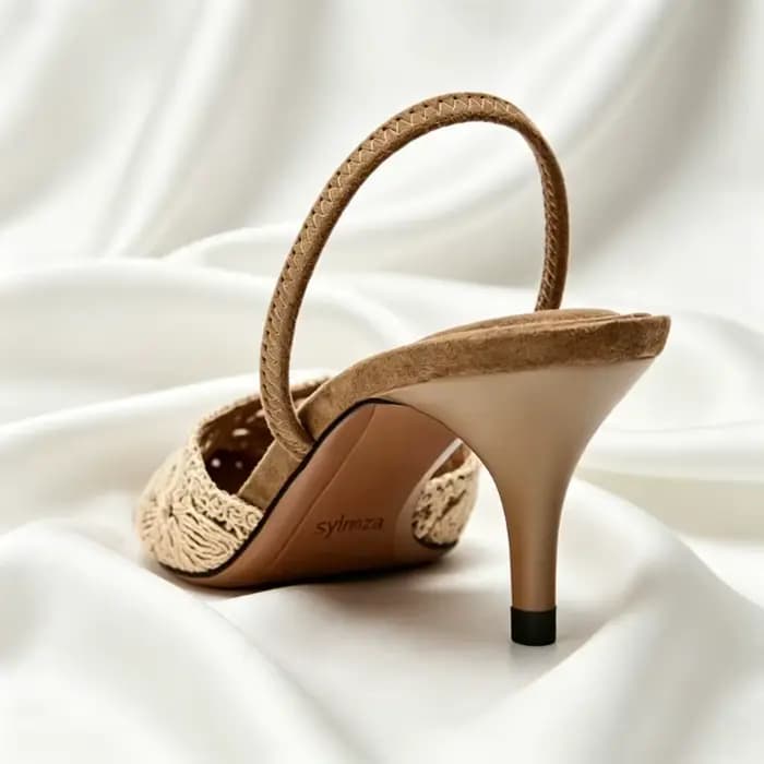 Escarpins Slingback Brodés de Luxe pour Femme – Sandales Stiletto en Faux Daim de Haute Qualité – Chaussures de Créateur Élégantes à Bout Pointu