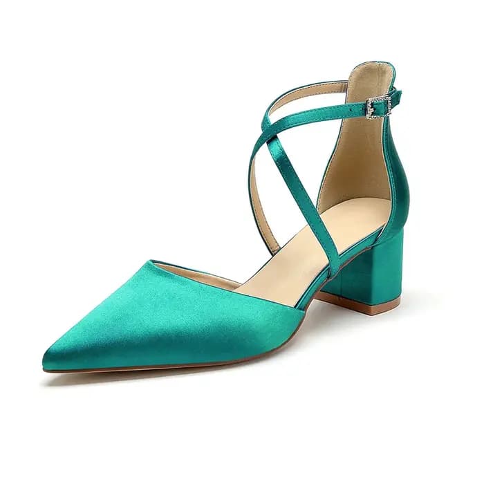 Chaussures de mariée à talon bloc bas pour femme