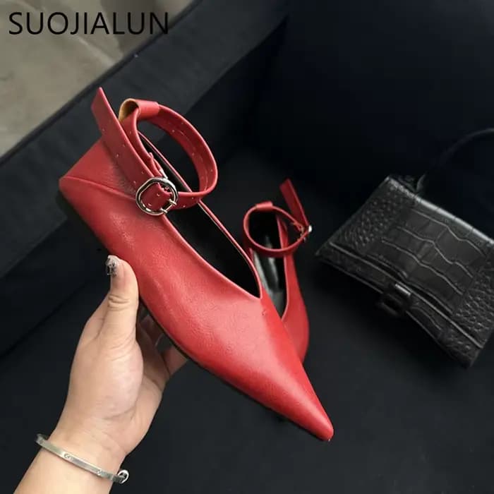 SUOJIALUN-Chaussures Plates à Talon Doux et Jolie tu pour Femme, Élégantes, Peu Profondes, Mary Esse
